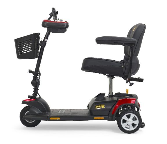 Golden Technologies Buzzaround XLS-HD 3-Wheel in red side view.