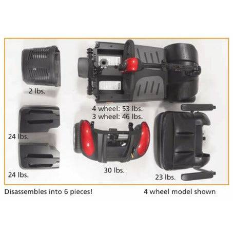 Golden Technologies Buzzaround Extreme 3-Wheel Mobility Scooter Disassembled